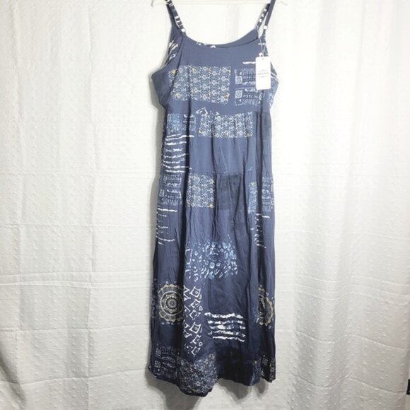 YES/NO Bohemian Summer Blue Patterned Maxi Dress 2XL - Picture 1 of 12